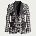 Charcoal Black Hearts Crown Traditional Geometry Blazer Seanamarena Basotho Blanket Inspired