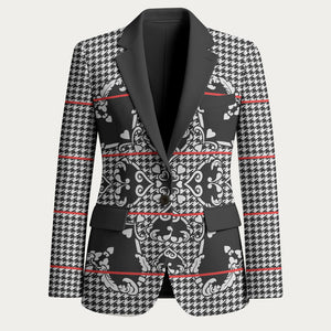 Charcoal Black Hearts Crown Traditional Geometry Blazer Seanamarena Basotho Blanket Inspired