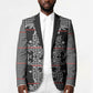 Charcoal Black Hearts Crown Traditional Geometry Blazer Seanamarena Basotho Blanket Inspired