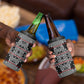 Charcoal Black Hearts Crown Traditional Geometry 4 in 1 Can Cooler Tumbler Seanamarena Basotho Blanket Inspired