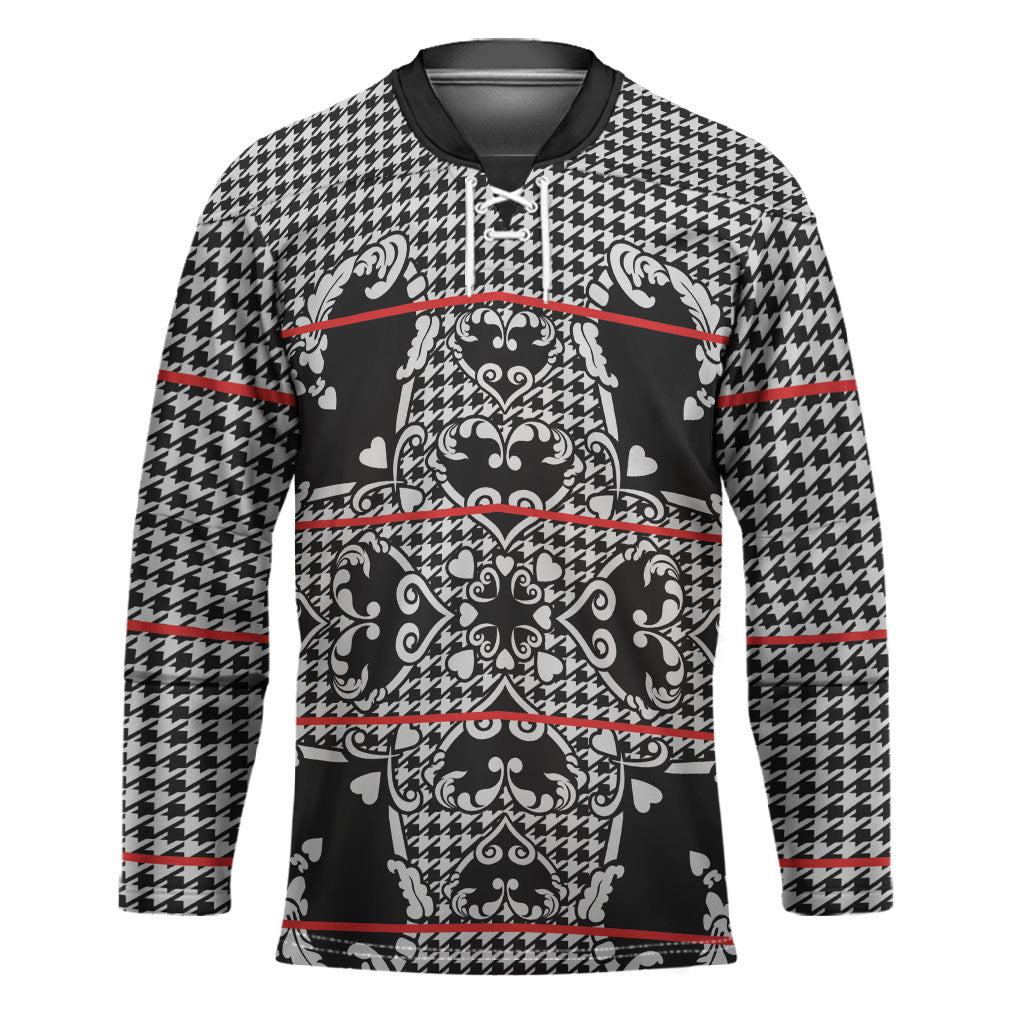 Charcoal Black Hearts Crown Traditional Geometry Hockey Jersey Seanamarena Basotho Blanket Inspired