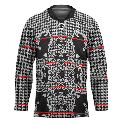Charcoal Black Hearts Crown Traditional Geometry Hockey Jersey Seanamarena Basotho Blanket Inspired