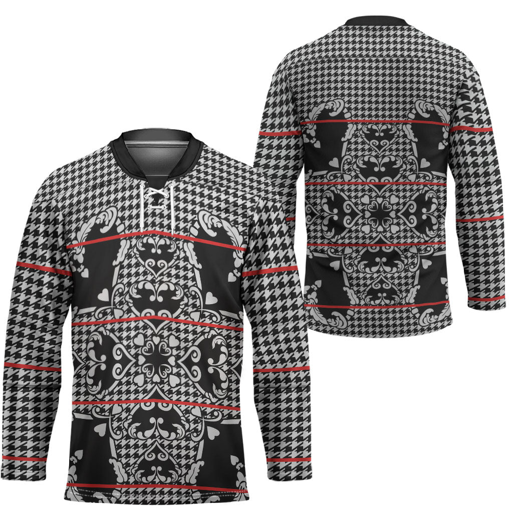 Charcoal Black Hearts Crown Traditional Geometry Hockey Jersey Seanamarena Basotho Blanket Inspired