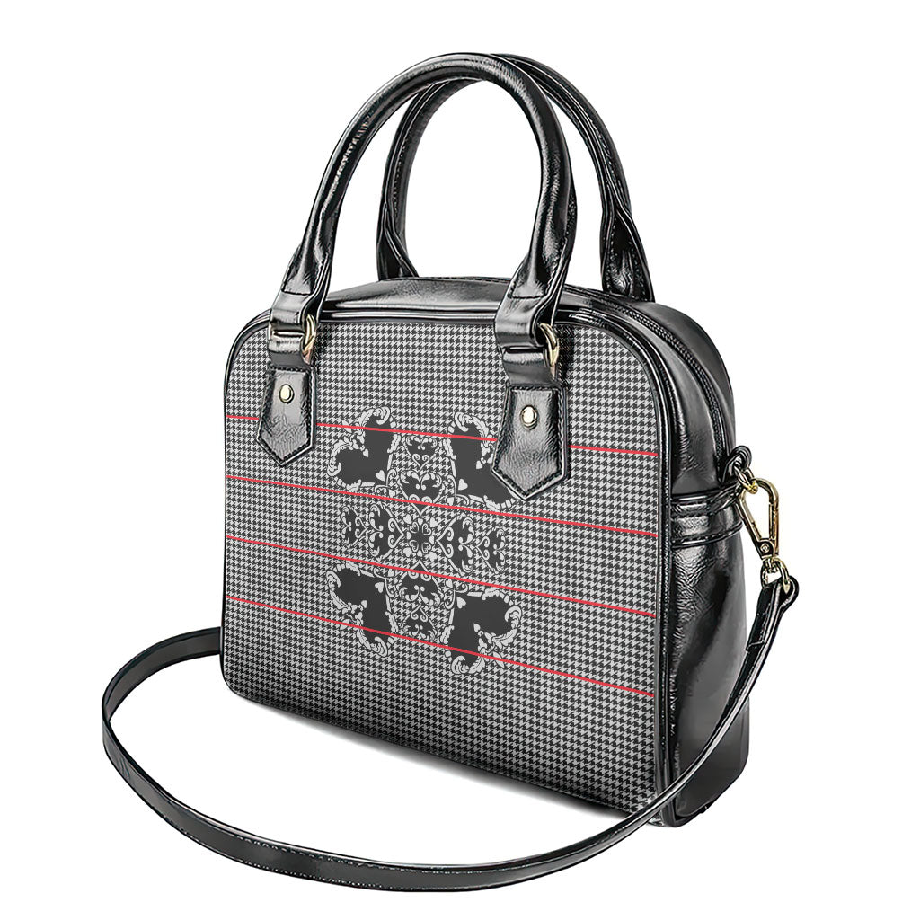 Charcoal Black Hearts Crown Traditional Geometry Shoulder Handbag Seanamarena Basotho Blanket Inspired
