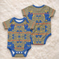 Cobalt Blue Hearts Crown Traditional Geometry Baby Onesie Seanamarena Basotho Blanket Inspired