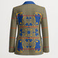 Cobalt Blue Hearts Crown Traditional Geometry Blazer Seanamarena Basotho Blanket Inspired