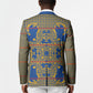 Cobalt Blue Hearts Crown Traditional Geometry Blazer Seanamarena Basotho Blanket Inspired