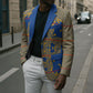 Cobalt Blue Hearts Crown Traditional Geometry Blazer Seanamarena Basotho Blanket Inspired