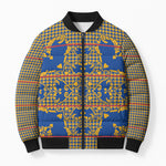 Cobalt Blue Hearts Crown Traditional Geometry Bomber Puffer Jacket Seanamarena Basotho Blanket Inspired
