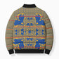 Cobalt Blue Hearts Crown Traditional Geometry Bomber Puffer Jacket Seanamarena Basotho Blanket Inspired