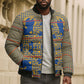 Cobalt Blue Hearts Crown Traditional Geometry Bomber Puffer Jacket Seanamarena Basotho Blanket Inspired
