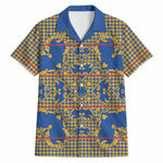Cobalt Blue Hearts Crown Traditional Geometry Hawaiian Shirt Seanamarena Basotho Blanket Inspired