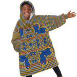 Cobalt Blue Hearts Crown Traditional Geometry Kid Wearable Blanket Hoodie Seanamarena Basotho Blanket Inspired