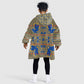 Cobalt Blue Hearts Crown Traditional Geometry Kid Wearable Blanket Hoodie Seanamarena Basotho Blanket Inspired