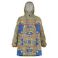 Cobalt Blue Hearts Crown Traditional Geometry Kid Wearable Blanket Hoodie Seanamarena Basotho Blanket Inspired