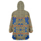 Cobalt Blue Hearts Crown Traditional Geometry Kid Wearable Blanket Hoodie Seanamarena Basotho Blanket Inspired