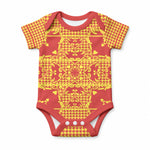 Scarlet Red Hearts Crown Traditional Geometry Baby Onesie Seanamarena Basotho Blanket Inspired