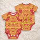 Scarlet Red Hearts Crown Traditional Geometry Baby Onesie Seanamarena Basotho Blanket Inspired