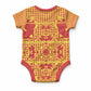 Scarlet Red Hearts Crown Traditional Geometry Baby Onesie Seanamarena Basotho Blanket Inspired