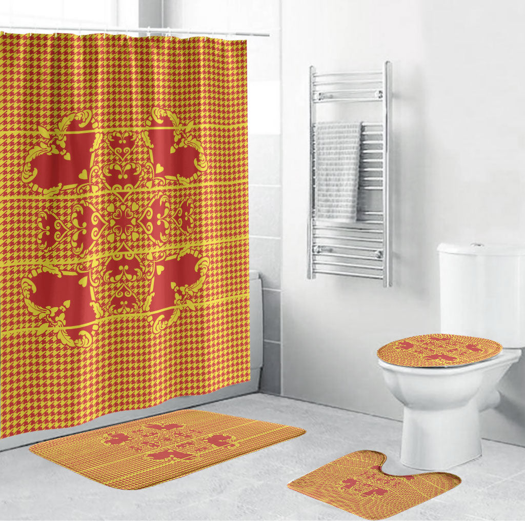 Scarlet Red Hearts Crown Traditional Geometry Bathroom Set Seanamarena Basotho Blanket Inspired