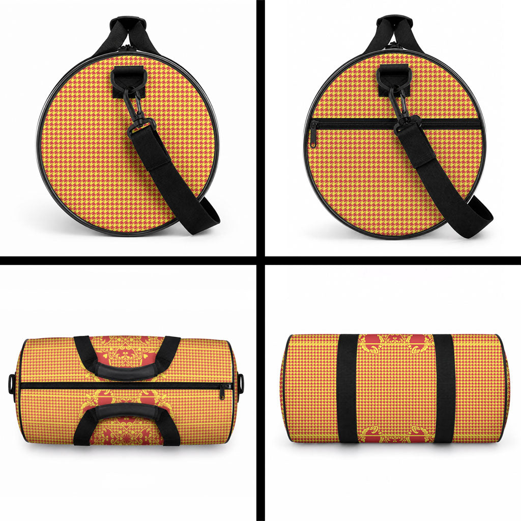 Scarlet Red Hearts Crown Traditional Geometry Duffle Bag Seanamarena Basotho Blanket Inspired