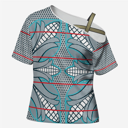 Cobalt Blue Khotso Mojalefa Poone Cross Shoulder Shirt Basotho Khotso Blanket Inspired