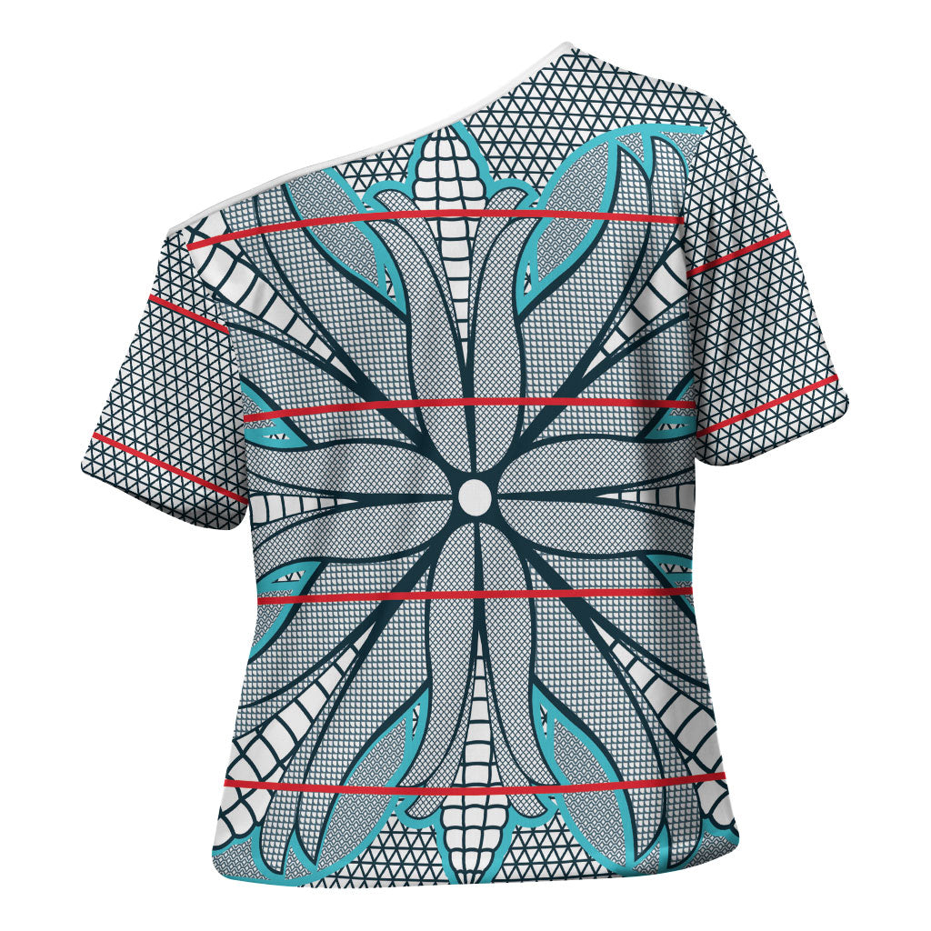 Cobalt Blue Khotso Mojalefa Poone Cross Shoulder Shirt Basotho Khotso Blanket Inspired