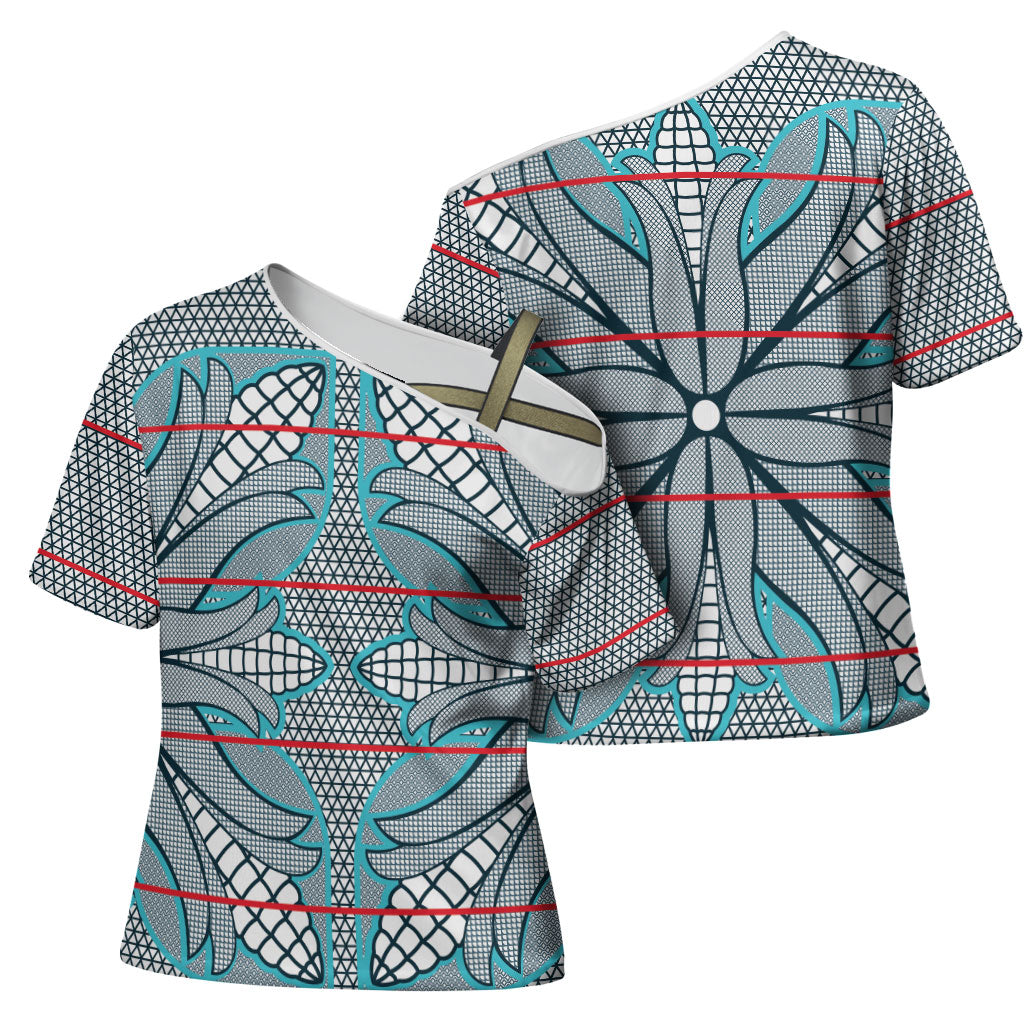 Cobalt Blue Khotso Mojalefa Poone Cross Shoulder Shirt Basotho Khotso Blanket Inspired