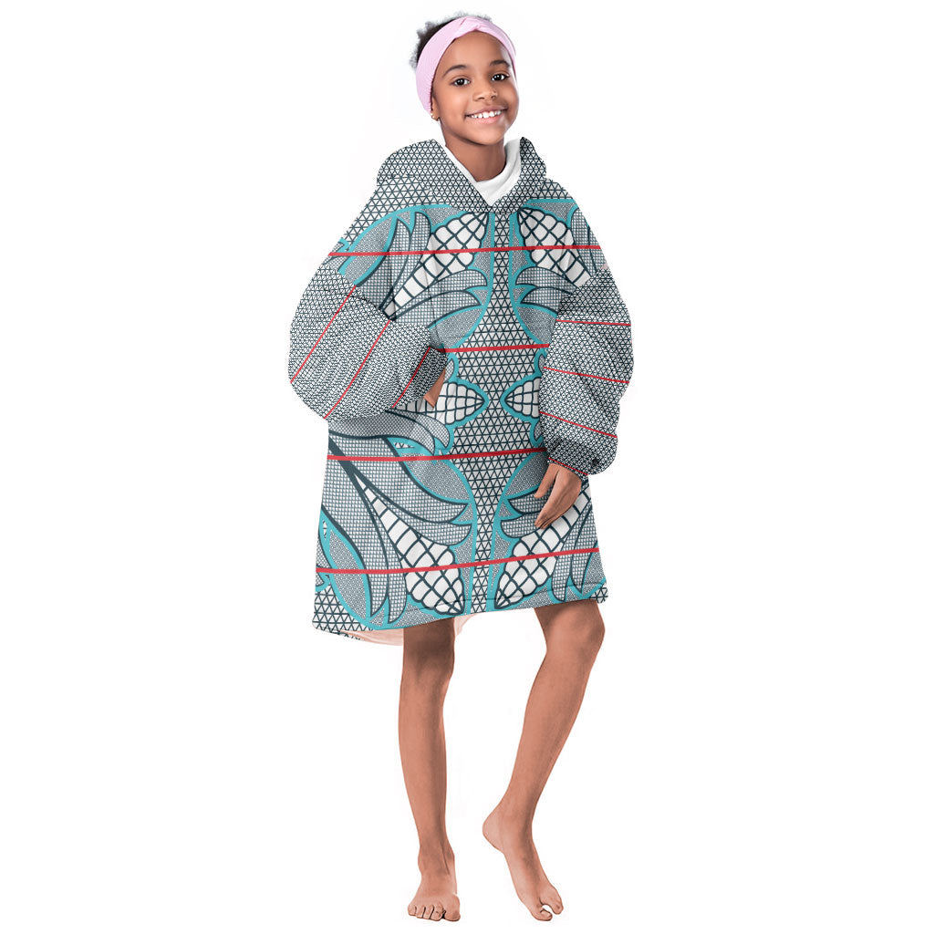 Cobalt Blue Khotso Mojalefa Poone Kid Wearable Blanket Hoodie Basotho Khotso Blanket Inspired