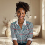 Cobalt Blue Khotso Mojalefa Poone Women Casual Shirt Basotho Khotso Blanket Inspired
