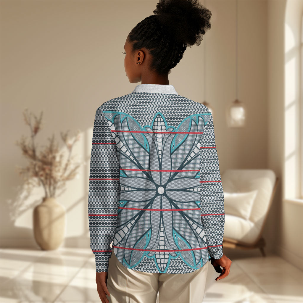 Cobalt Blue Khotso Mojalefa Poone Women Casual Shirt Basotho Khotso Blanket Inspired