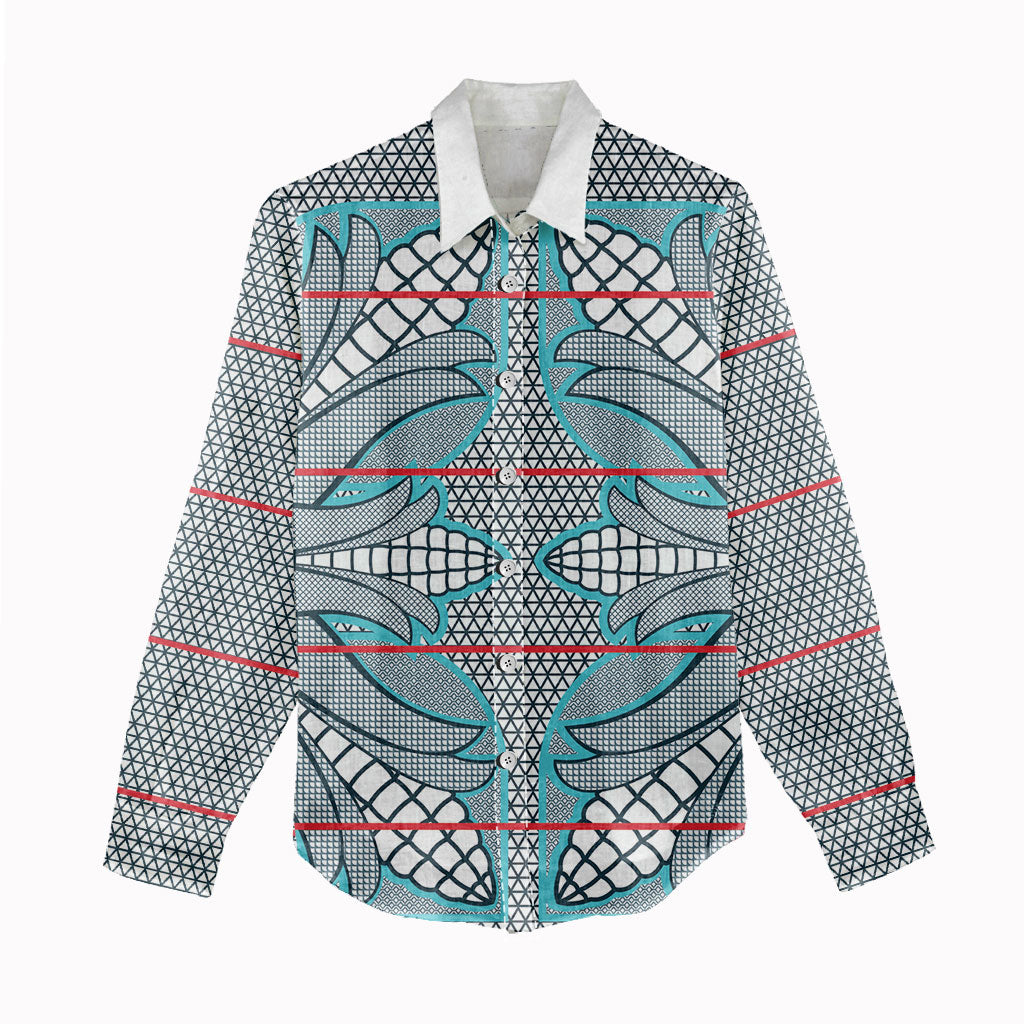 Cobalt Blue Khotso Mojalefa Poone Women Casual Shirt Basotho Khotso Blanket Inspired
