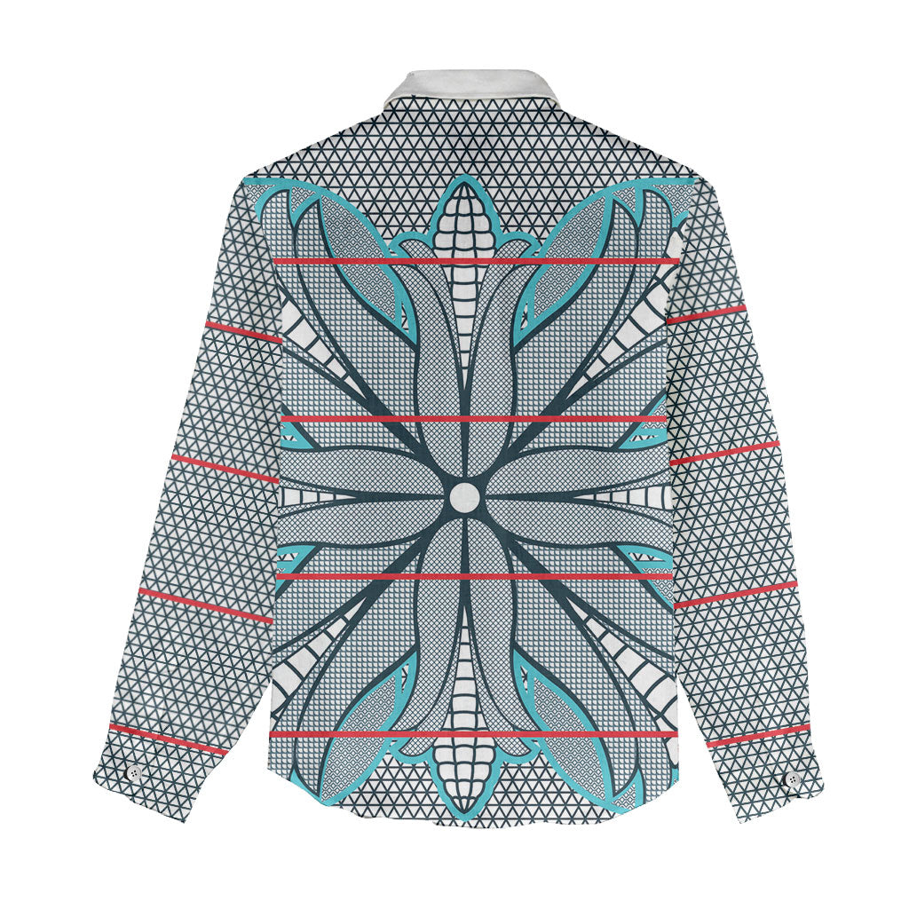 Cobalt Blue Khotso Mojalefa Poone Women Casual Shirt Basotho Khotso Blanket Inspired