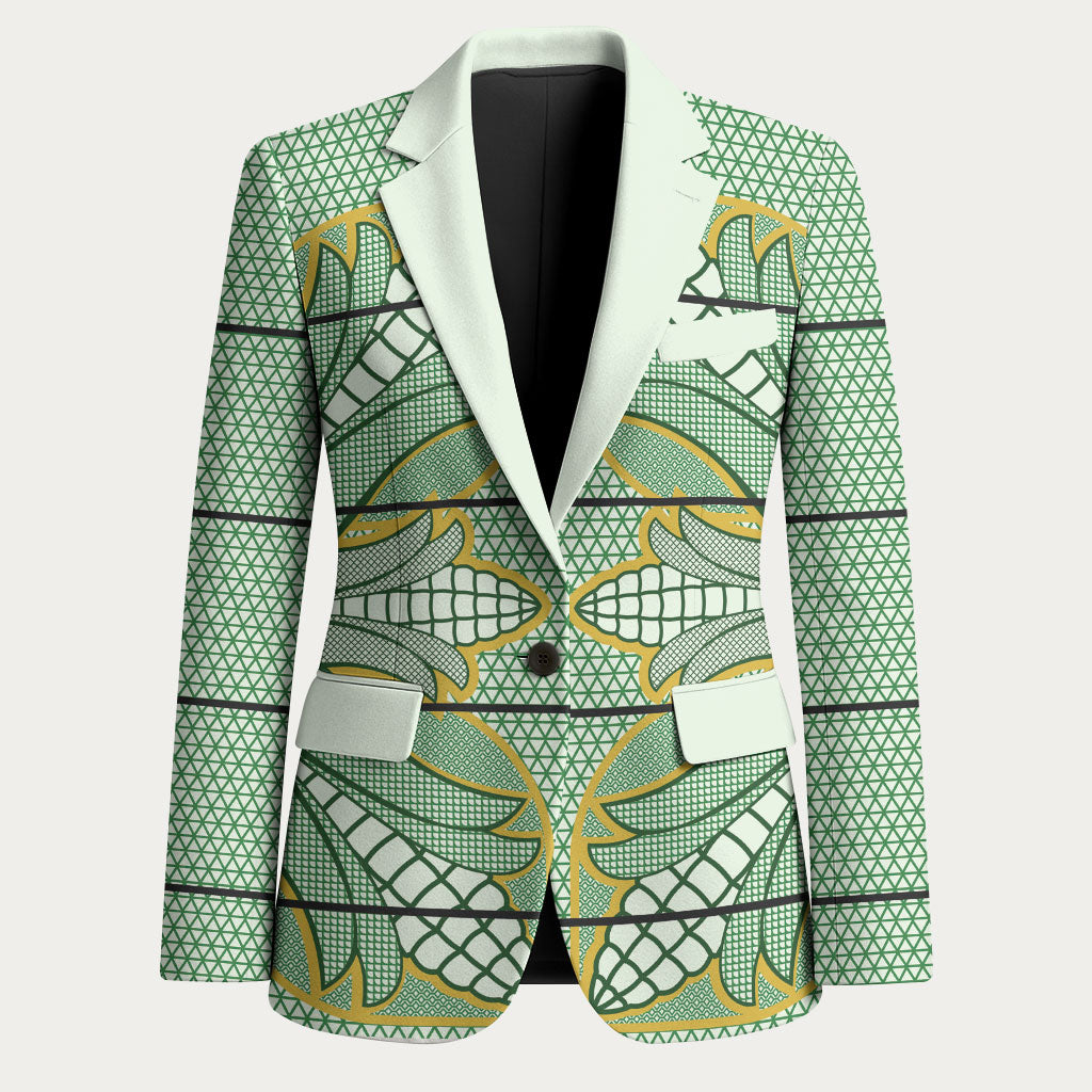 Emerald Green Khotso Mojalefa Poone Blazer Basotho Khotso Blanket Inspired