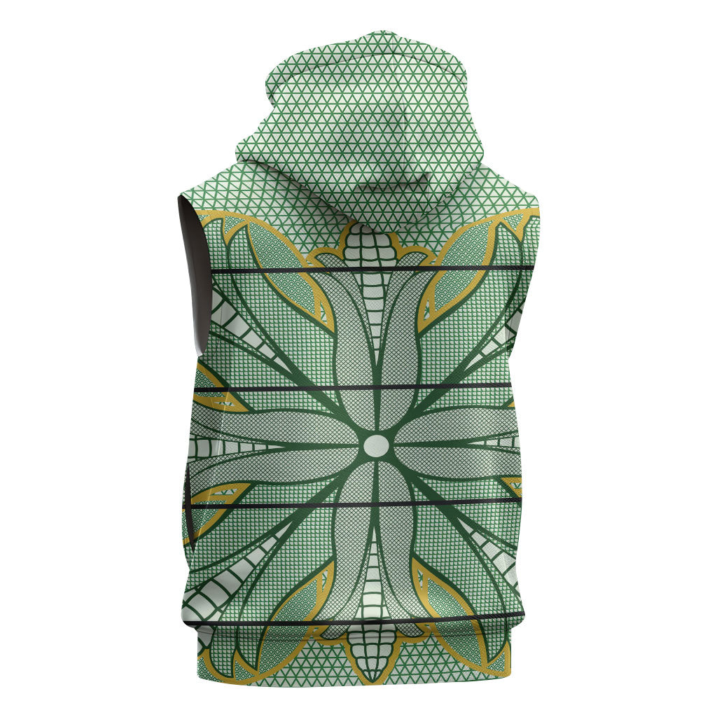 Emerald Green Khotso Mojalefa Poone Sleeveless Zip Hoodie Basotho Khotso Blanket Inspired