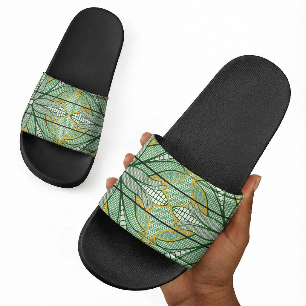 Emerald Green Khotso Mojalefa Poone Slide Sandals Basotho Khotso Blanket Inspired