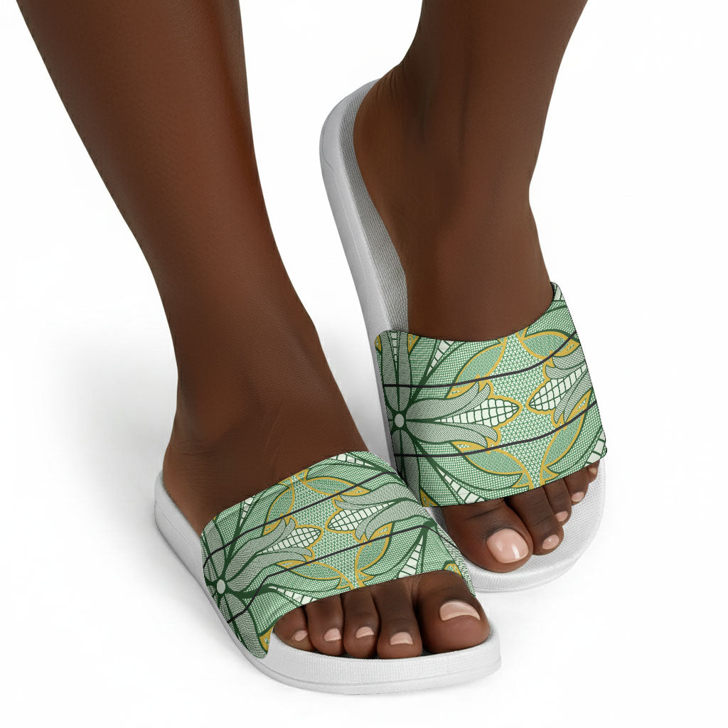 Emerald Green Khotso Mojalefa Poone Slide Sandals Basotho Khotso Blanket Inspired