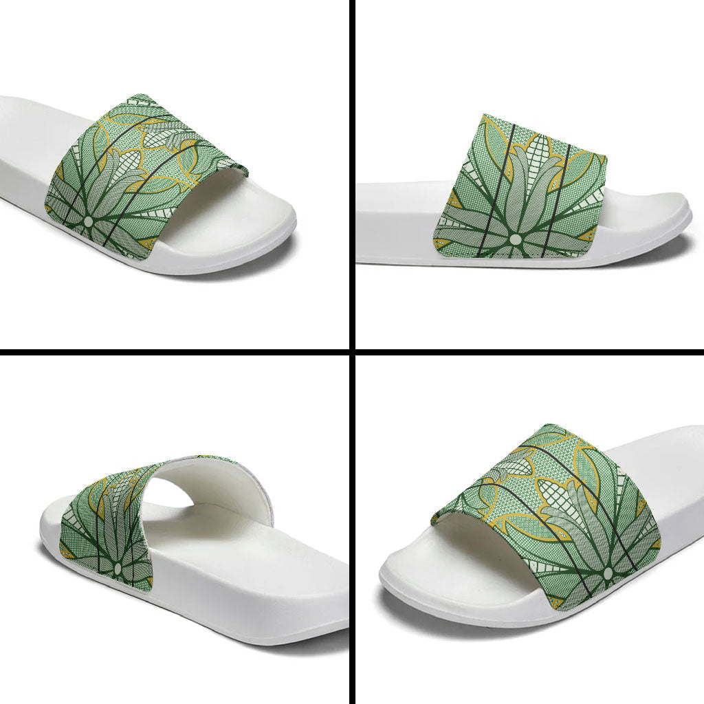 Emerald Green Khotso Mojalefa Poone Slide Sandals Basotho Khotso Blanket Inspired