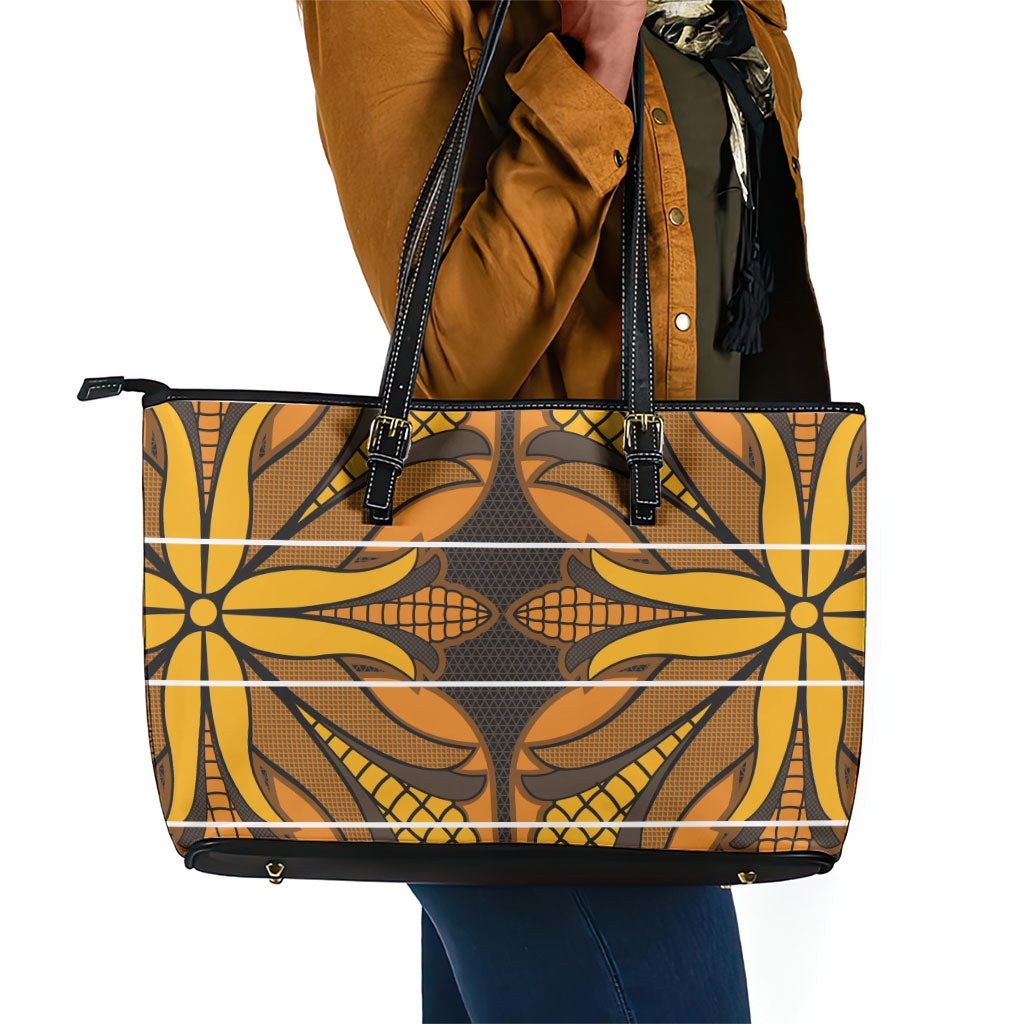 Old Gold Khotso Mojalefa Poone Leather Tote Bag Basotho Khotso Blanket Inspired