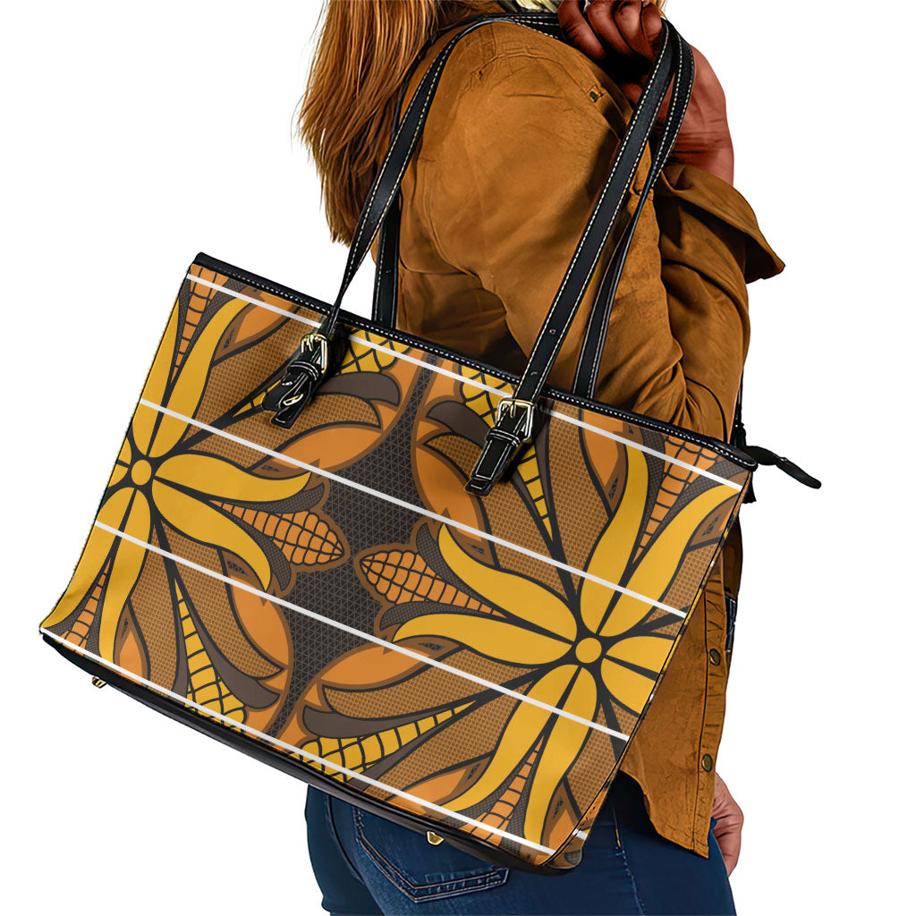 Old Gold Khotso Mojalefa Poone Leather Tote Bag Basotho Khotso Blanket Inspired
