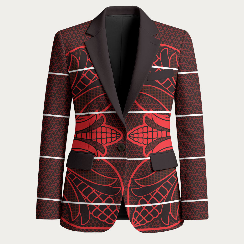 Scarlet Red Khotso Mojalefa Poone Blazer Basotho Khotso Blanket Inspired