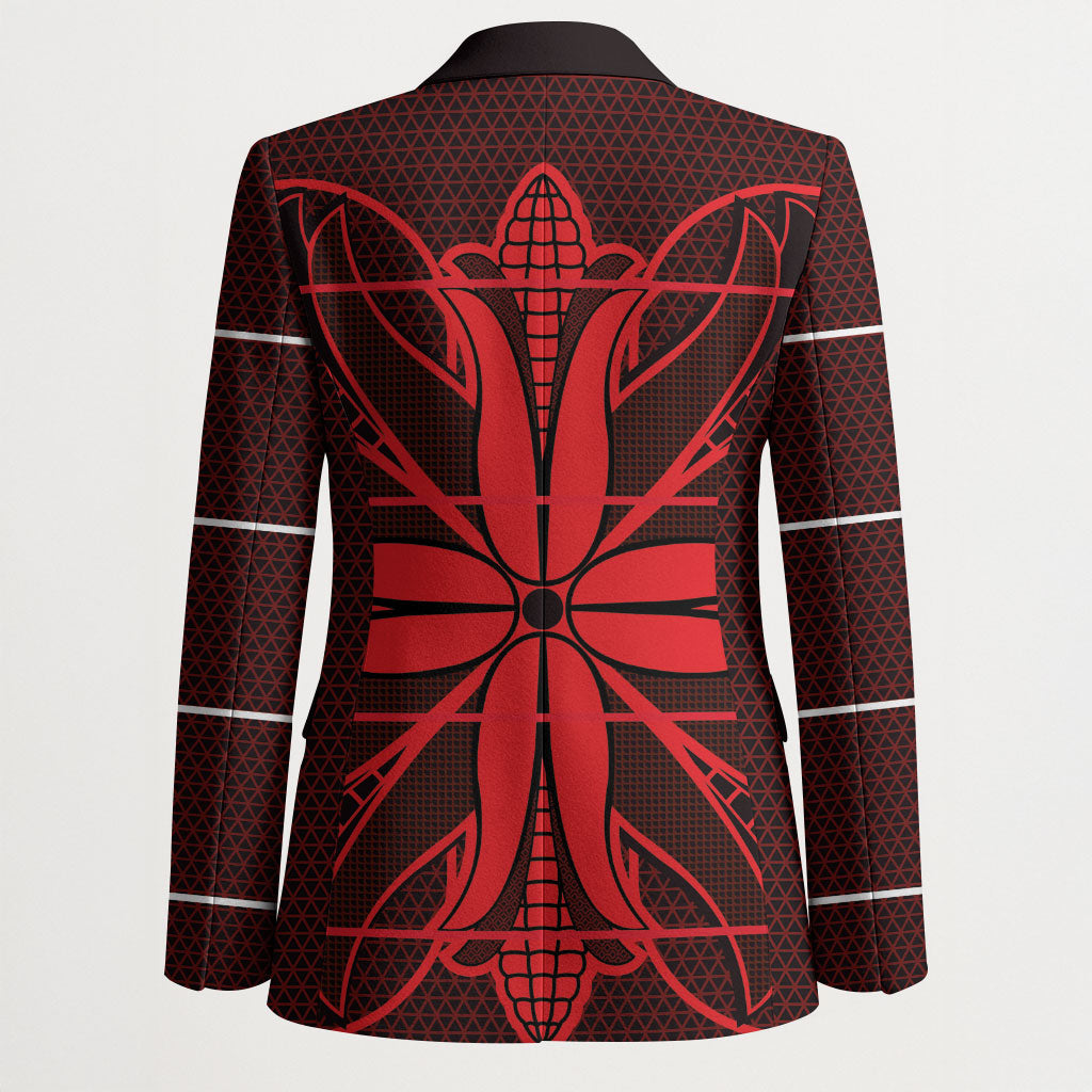 Scarlet Red Khotso Mojalefa Poone Blazer Basotho Khotso Blanket Inspired