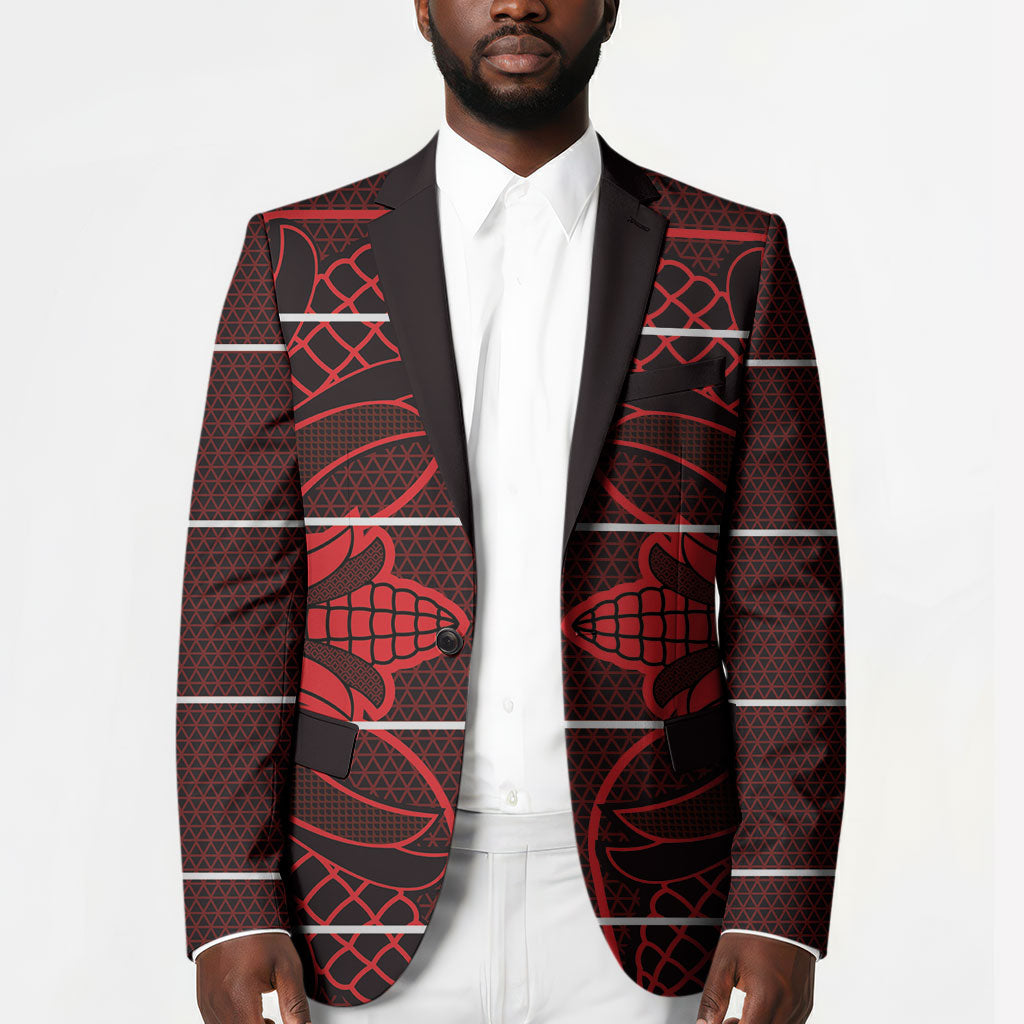 Scarlet Red Khotso Mojalefa Poone Blazer Basotho Khotso Blanket Inspired