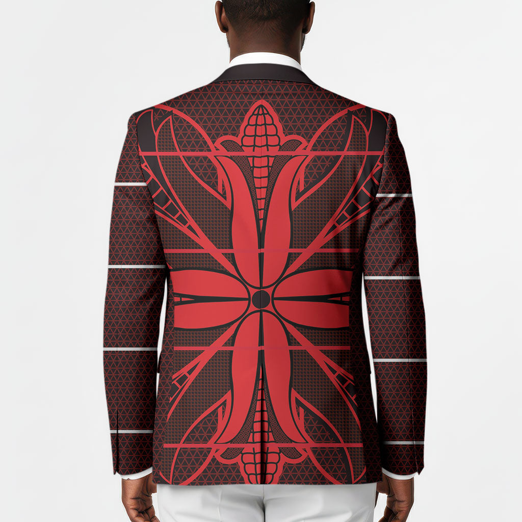 Scarlet Red Khotso Mojalefa Poone Blazer Basotho Khotso Blanket Inspired