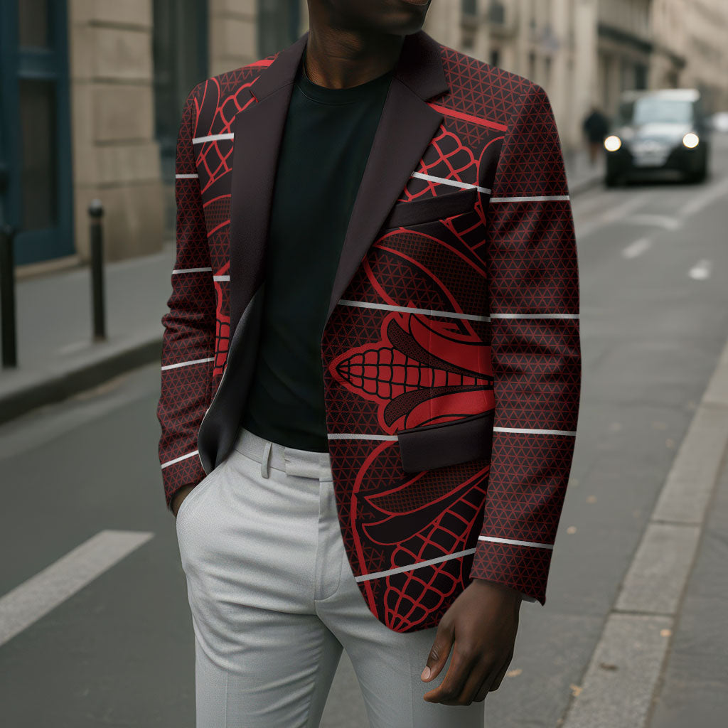 Scarlet Red Khotso Mojalefa Poone Blazer Basotho Khotso Blanket Inspired