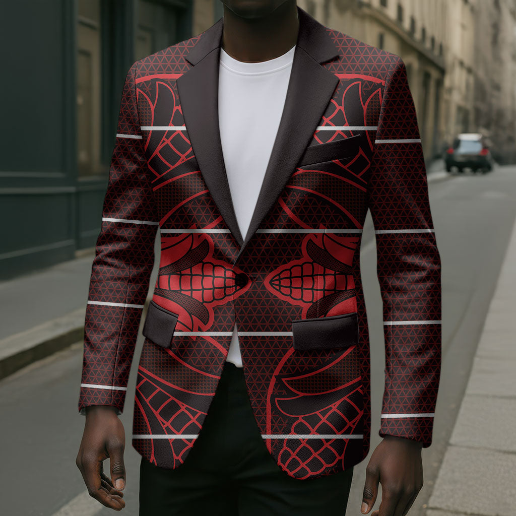 Scarlet Red Khotso Mojalefa Poone Blazer Basotho Khotso Blanket Inspired