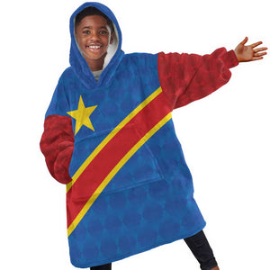 Africa DR of the Congo Personalized Kid Wearable Blanket Hoodie Flag Style - African Pride