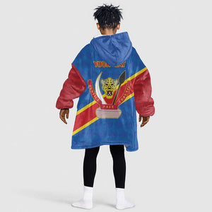 Africa DR of the Congo Personalized Kid Wearable Blanket Hoodie Flag Style - African Pride