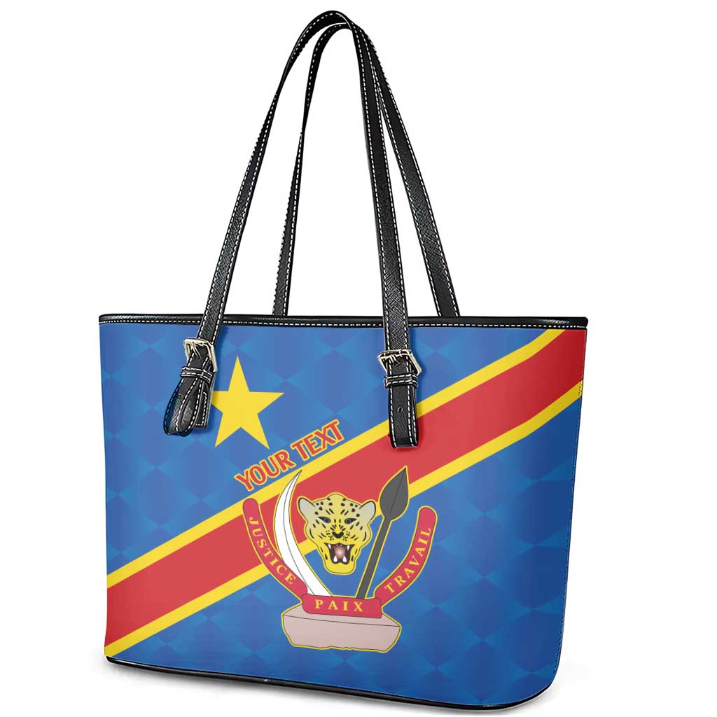 Africa DR of the Congo Personalized Leather Tote Bag Flag Style - African Pride