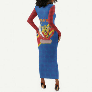 Africa DR of the Congo Personalized Long Sleeve Bodycon Dress Flag Style - African Pride